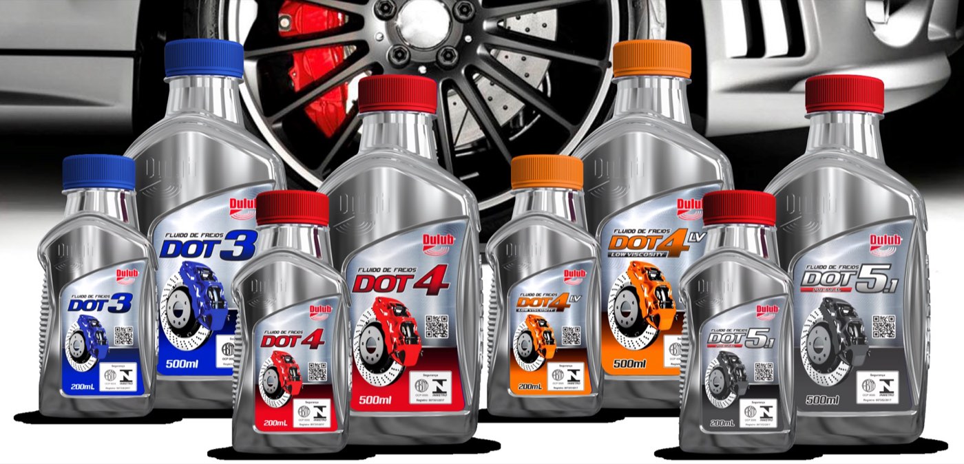 Frascos Dulub DOT 3, DOT 4, DOT 4 LV e DOT 5.1 de 200 ml e 500 ml